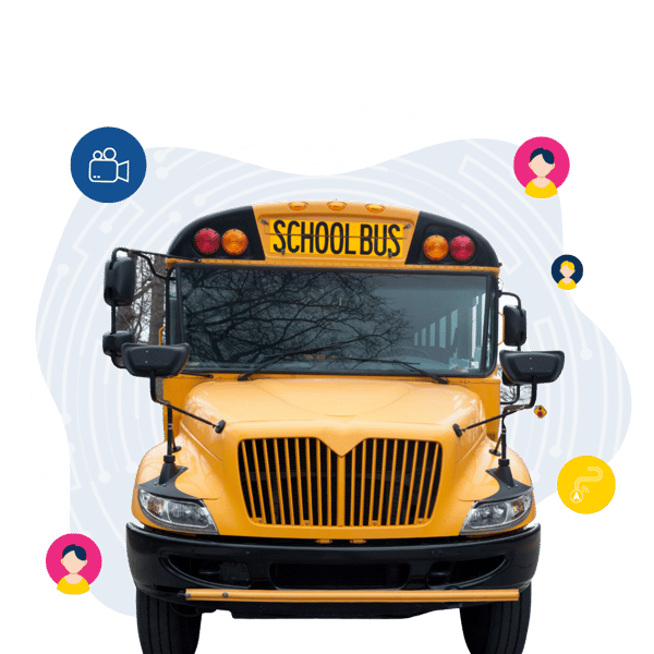Connected school bus system with safety, GPS, and communication technology